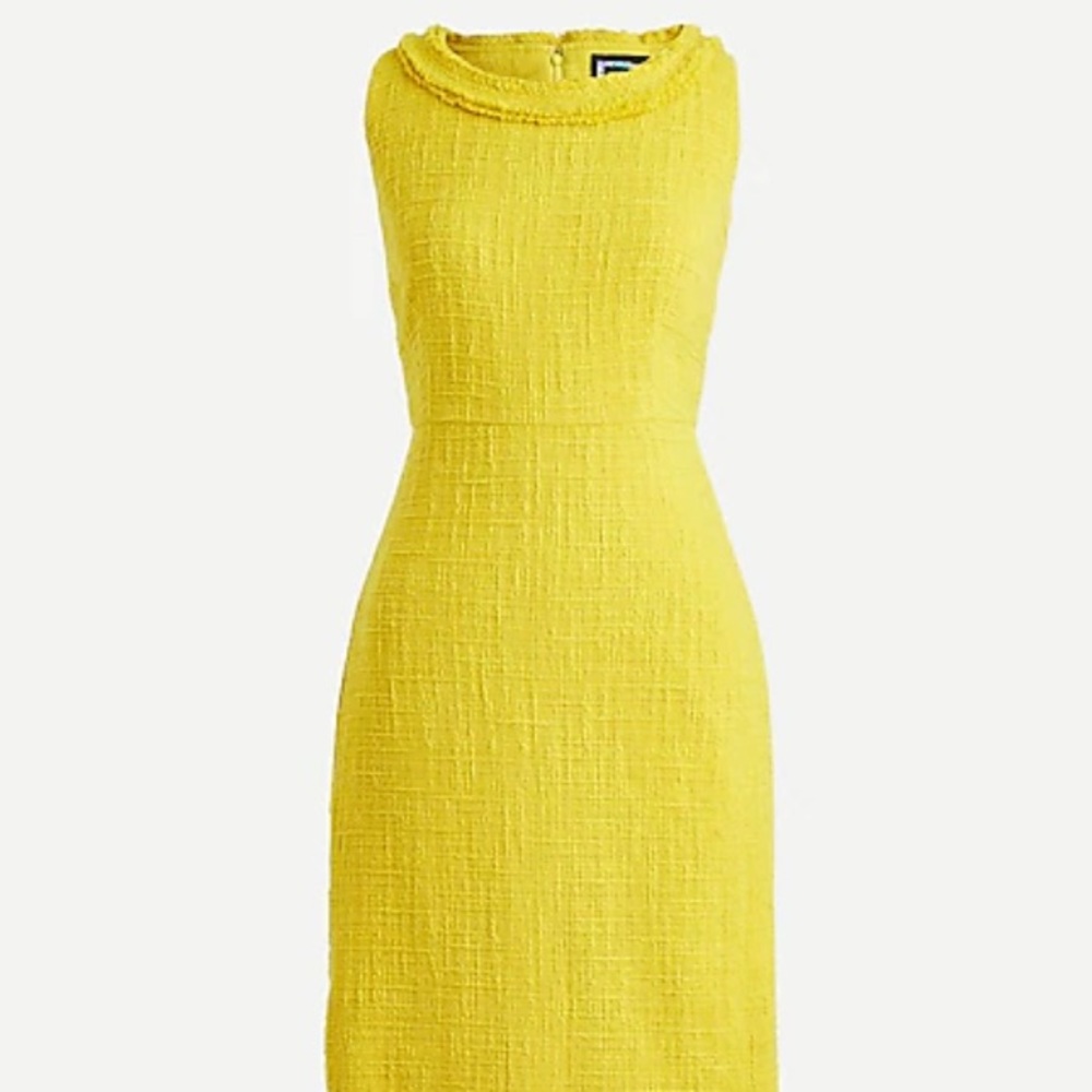 J Crew Dress in textured fringe tweed - golden sun - size 4